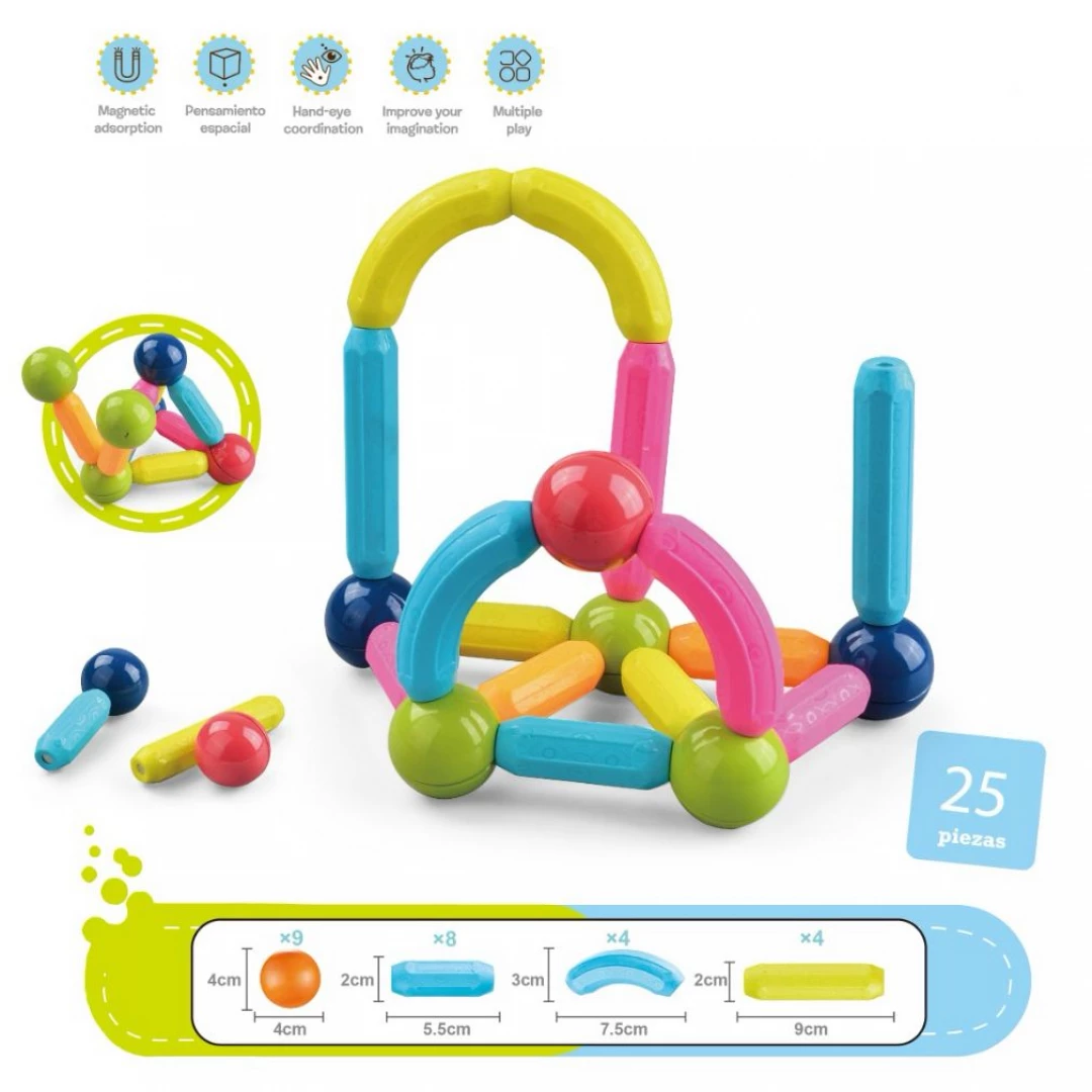 Palos Magnéticos Educativos Set 25 Piezas para Niños